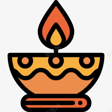 蜡烛印度2线性颜色图标图标