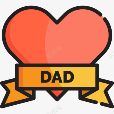 心脏父亲节2线性颜色图标图标