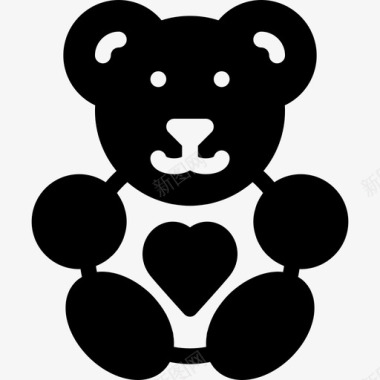 泰迪熊爱情浪漫3填充图标图标