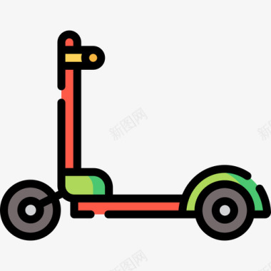 滑板车运输39线性颜色图标图标
