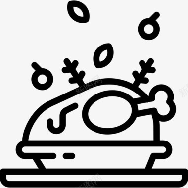 烤鸡餐厅元素6线性图标图标