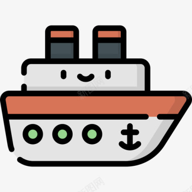船旅行49线性颜色图标图标