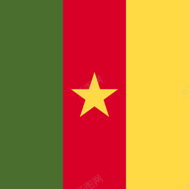 喀麦隆方形国家简单旗帜图标图标