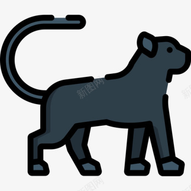 黑豹动物29线性颜色图标图标