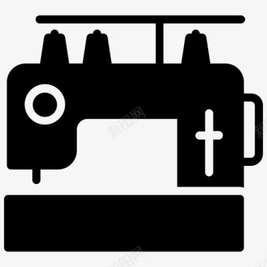 缝纫机电机缝纫机和针线符号图标图标