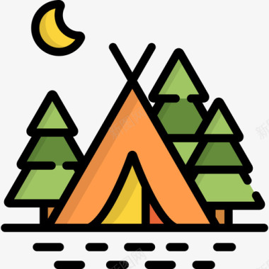 帐篷旅行33线性颜色图标图标