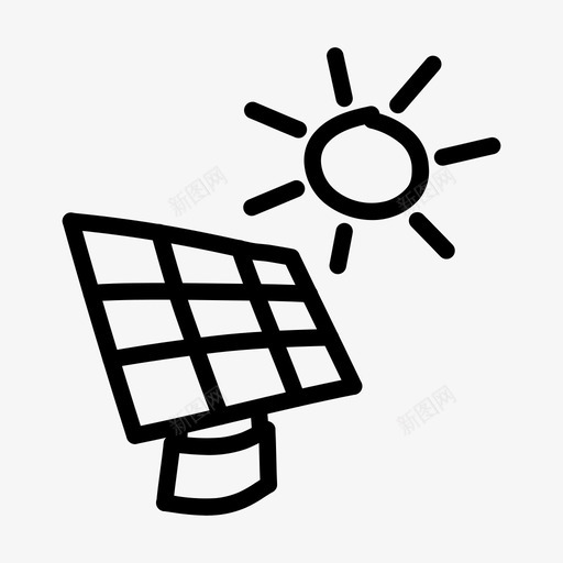 涂鸦光伏太阳能可持续性图标svg_新图网 https://ixintu.com 可持续性 太阳能 涂鸦光伏 简单涂鸦轮廓收集 跟踪面板
