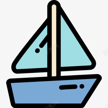 船玩具婴儿淋浴3线性颜色图标图标