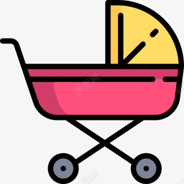 婴儿推车家庭8线性颜色图标图标