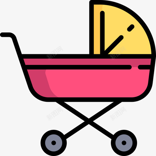婴儿推车家庭8线性颜色图标svg_新图网 https://ixintu.com 婴儿推车 家庭8 线性颜色