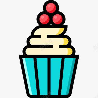 纸杯蛋糕夏季食品饮料4线性颜色图标图标