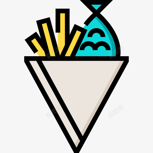 炸鱼和薯条夏季食品饮料4线性颜色图标svg_新图网 https://ixintu.com 夏季食品饮料4 炸鱼和薯条 线性颜色