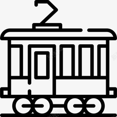 火车旅行地点表情符号线性图标图标
