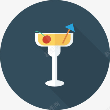 鸡尾酒食品和饮料22圆形图标图标