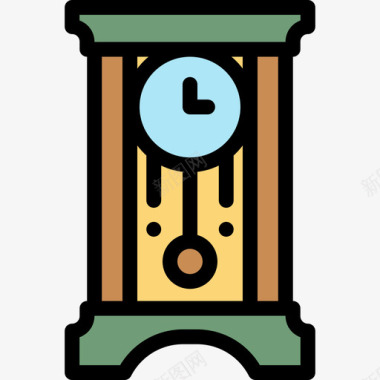时钟复古装饰14线颜色图标图标