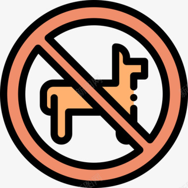 禁止携带宠物12号机场线性颜色图标图标
