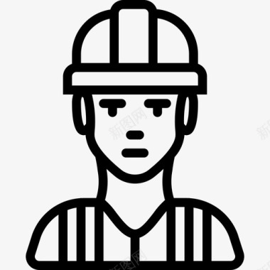 建筑工人职业8线性图标图标