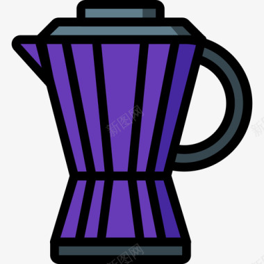 咖啡机厨房用品线性颜色图标图标