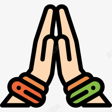 祈祷印度2线性颜色图标图标