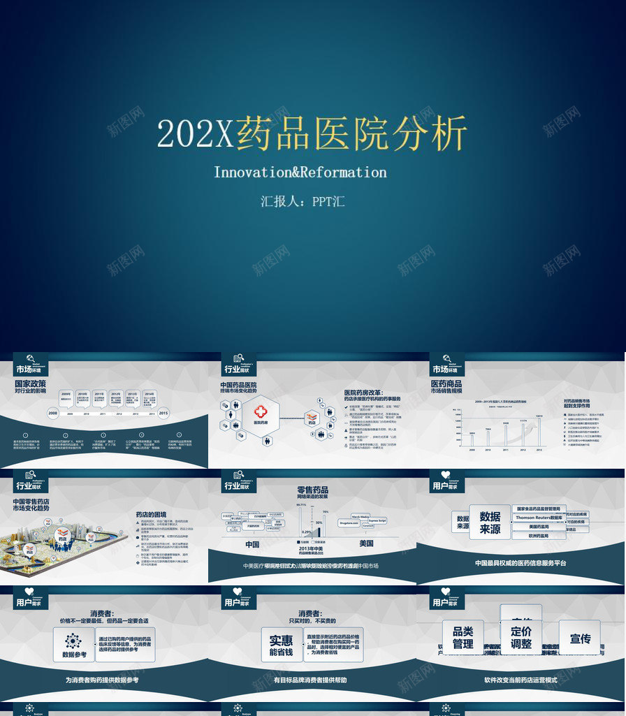 202X药品医院分析专用PPT模板_新图网 https://ixintu.com 专用 分析 医院 药品