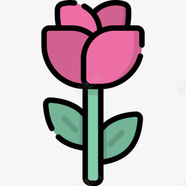 玫瑰爱情12线性颜色图标图标