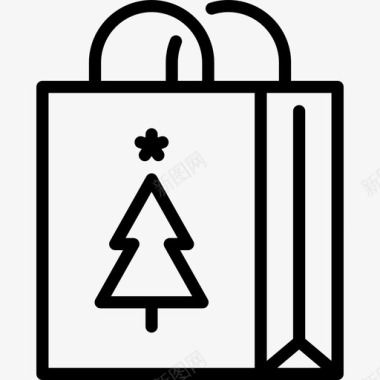 购物袋圣诞76直线型图标图标
