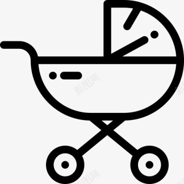 婴儿车婴儿淋浴2线性图标图标