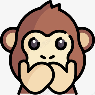猴子动物和自然2线性颜色图标图标