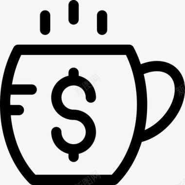 咖啡杯商务45直线型图标图标