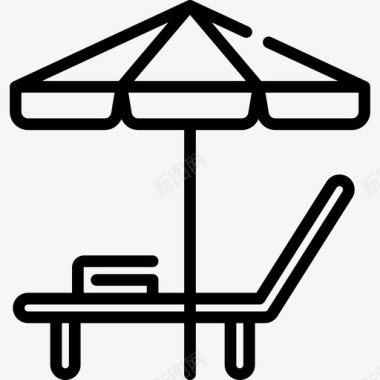 沙滩伞暑假7直线型图标图标