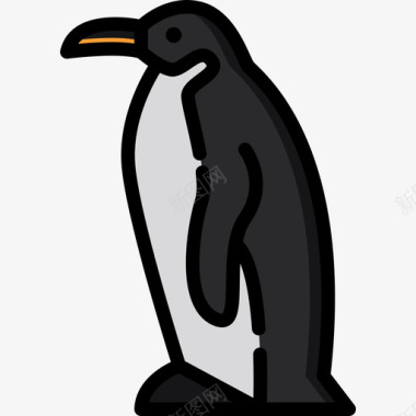 企鹅动物园里线性颜色图标图标