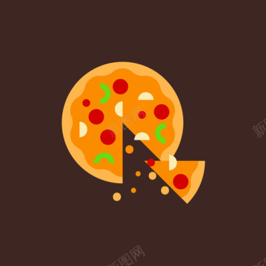 披萨电子商务38扁平图标图标