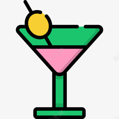 鸡尾酒夏季派对6线性颜色图标图标