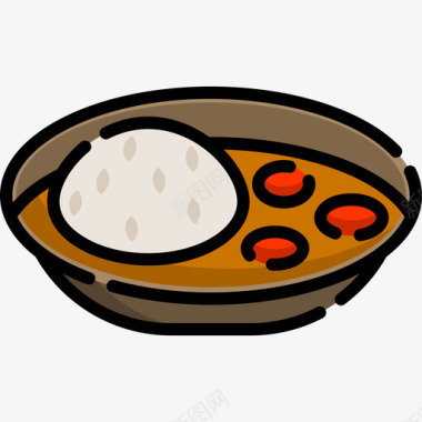 咖喱食品和饮料10线性颜色图标图标