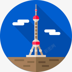 15号东方明珠塔15号标志平坦图标高清图片