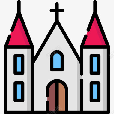 教堂婚礼31线性颜色图标图标