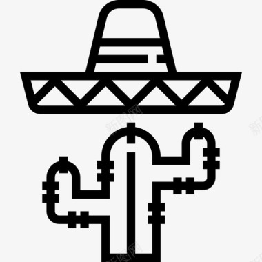仙人掌墨西哥5线形图标图标