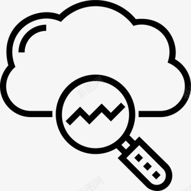 云计算云数据技术线性图标图标