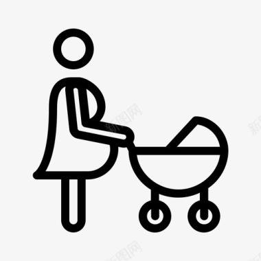 母亲与婴儿车婴儿怀孕图标图标