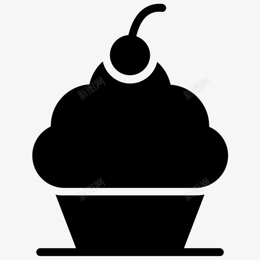 纸杯蛋糕烘焙食品甜点图标svg_新图网 https://ixintu.com 仙女蛋糕 松饼 烘焙食品 甜点 甜食和糖果字形图标 纸杯蛋糕