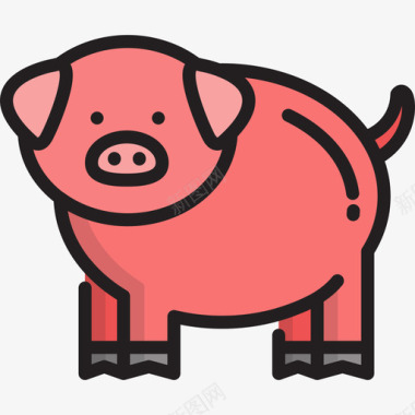 猪农场6线性颜色图标图标