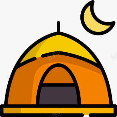 帐篷旅行地点表情符号3线性颜色图标图标
