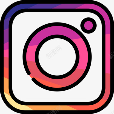 Instagram社交媒体25线性颜色图标图标