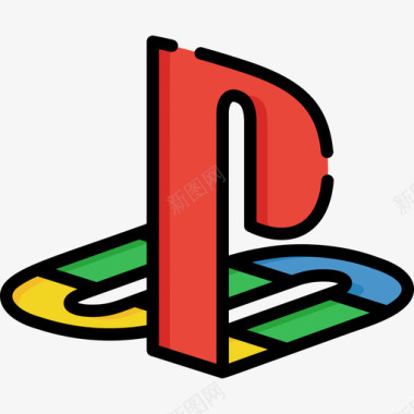 Playstation视频游戏徽标2线性颜色图标图标