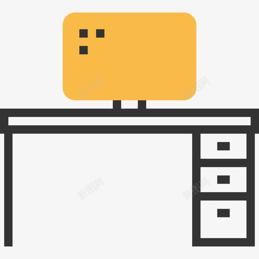 书桌家具30黄影图标svg_新图网 https://ixintu.com 书桌 家具30 黄影