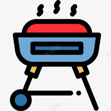 烧烤美国8线性颜色图标图标