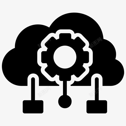 云设置云托管云管理图标svg_新图网 https://ixintu.com 云托管 云托管字形图标 云管理 云设置 应用程序设置 系统设置