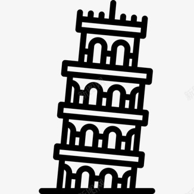 比萨斜塔纪念碑12座直线形图标图标