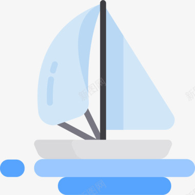 帆船夏季运动3平底图标图标