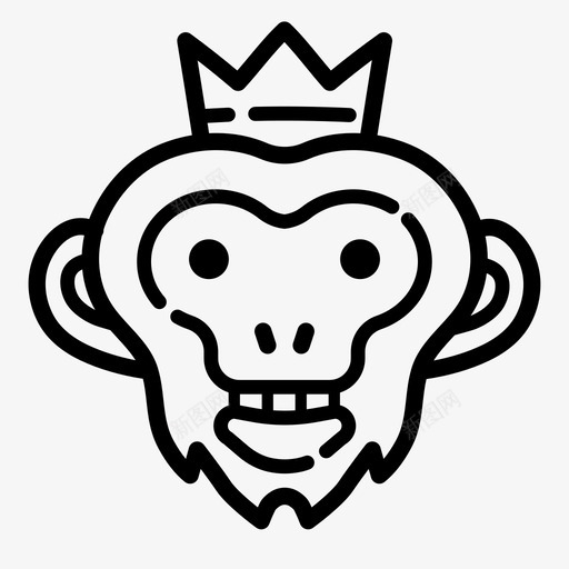 猴子动物猿猴图标svg_新图网 https://ixintu.com 动物 国王 灵长类 猴子 猿猴 王冠